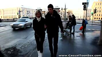 Casual teen sex with shirley harris, cum on shaved big tits pussy hardcore