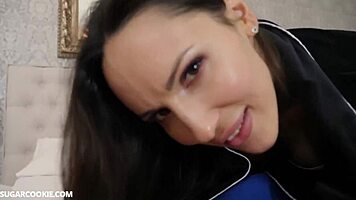 Naughty petite teen amateur makes sextape with boyfriend, swallows cum
