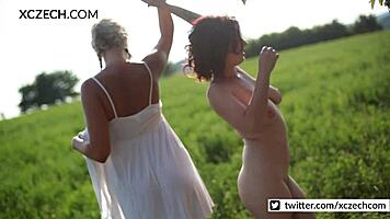 Look At These Girls Showing Tits And Pussy In The Sunset!