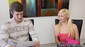 teeny slut with pigtails gets a facial cumshot, petite and blonde 😈