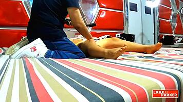 Does perla rica let the interviewer finger her vagina during this casting massage?