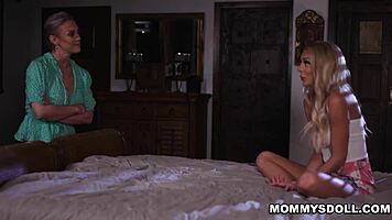 Blonde babe Tiffany Watson turns escort like stepmom Dee Williams, who tests her skills