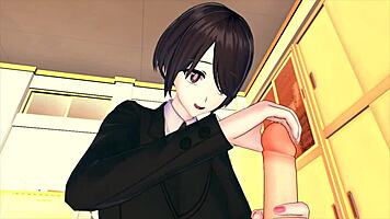 female boss trains employee in 3d hentai style