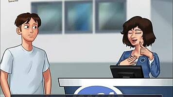 What happens in summertime saga 74 with brunette hentai?