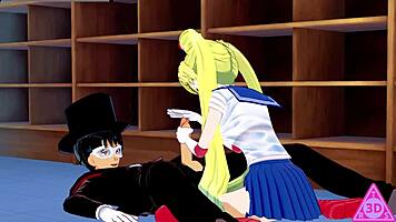 In Koikatsu Sailor Moon hentai, she gets blowjob and cumshot in uncensored gameplay.