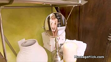 Filming myself fucking hot blonde during massage session