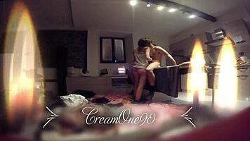 Petite blonde friend performs slow webcam blowjob