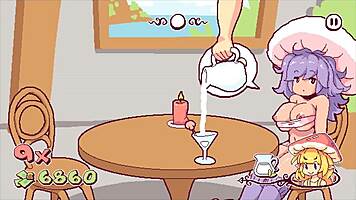 huge futanari cock stretches the chef's ass in this hentai game episode, with blowjob and big tits action.