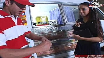 Petite teen with small tits gets picked up for car fuck 😏