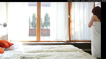 Long-legged brunette Geny, lick your shaved pussy in masturbation bent over for old young cumshot