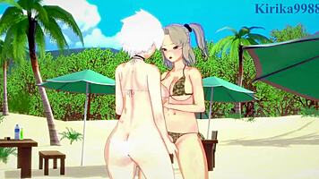 Imu and Miyabi have intense lesbian play and futanari sex in Senran Kagura hentai