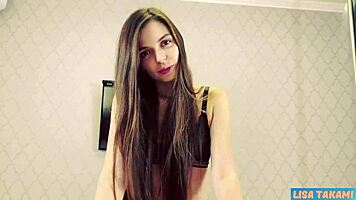 Oiled brunette gives perfect handjob leading to massive cumshot