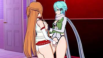 Asuna and Sinon in yuri hentai scene