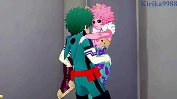 Mina And Momo Fuck Izuku Intensely In Hentai!