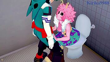 Mina And Momo Fuck Izuku Intensely In Hentai!