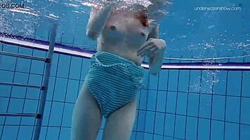 Striped Swimsuit on Small 18+ Tits Teen Anna Netrebko Feels So Sexy Underwater