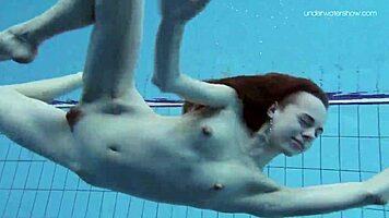 Striped Swimsuit on Small 18+ Tits Teen Anna Netrebko Feels So Sexy Underwater