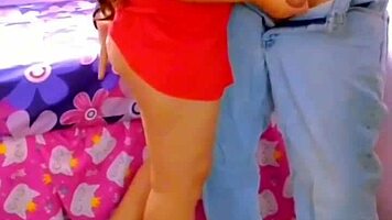 fucking my wife in red dress, she watches and wants dick too, i fuck both