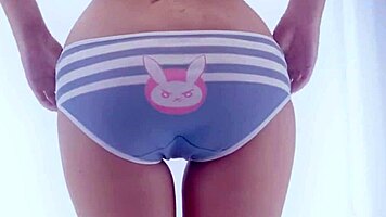 d va cosplayer rides dildo in close-up pov homemade scene