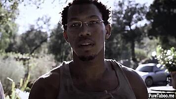 black guy smashes hot virgin teen's hairy pussy in garage