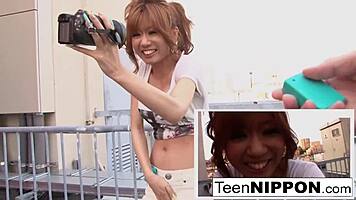 Cute japanese teen wears vibrator in shorts, gets blowjob, facial cumshot, hardcore sex 😈