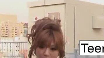 Cute japanese teen wears vibrator in shorts, gets blowjob, facial cumshot, hardcore sex 😈