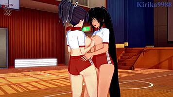 asuka and homura intense lesbian play - senran kagura hentai!