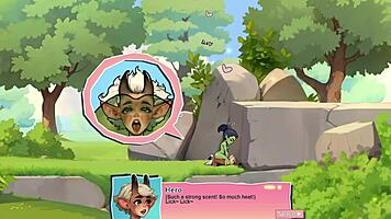 horny young female orc face-sits lucky boy in nature game review! 😏