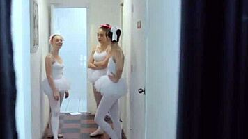 3 Teen Ballerinas On 1 Big Cock