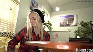 blonde aria banks in teen casting interview on sofa