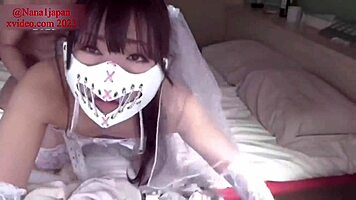 Japanese bride squirts in wedding dress
