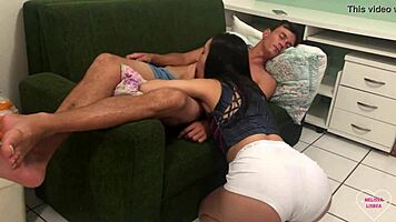 Putinha Tattoo Teen Sucks Big Cock Natural Tits Brunette