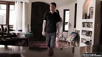 New Foster Teen 18+ Sucks and Rides Stepdaddy's Big Cock in Petite Oral Group