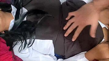 horny teacher convinces schoolgirl for sex with blowjob and doggystyle in uniform