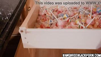 nurse costume ebony babe collects big black cock instead of candies?