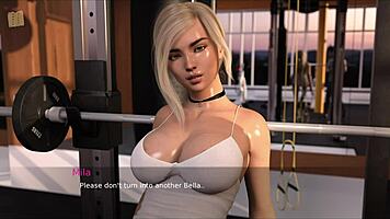 Blonde anime girl works out at gym with big tits! So hot!