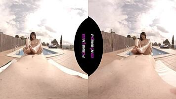 VR Latina neighbor nympho craves outdoor pool sex!