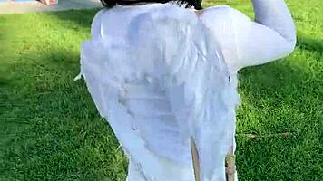 Petite angel Asian teen Avery Black gets fucked on social media story in public.