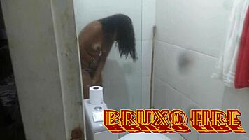 my sister-in-law left the bathroom door open, so i fucked her big cock.