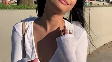 Petite angel Asian teen Avery Black gets fucked on social media story in public.