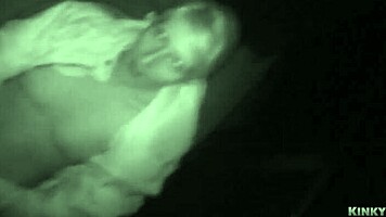 Horny teen masturbates outdoors in the snow at night