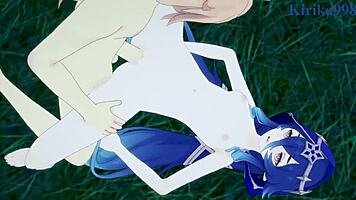 Faruzan Layla And Aether Engage In Exciting Adventures In Genshin Impact Cartoon World