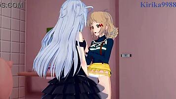 hibiki tachibana, miku kohinata, laura bodewig gettin’ wild in lesbian hentai play.. symphogear vibes!