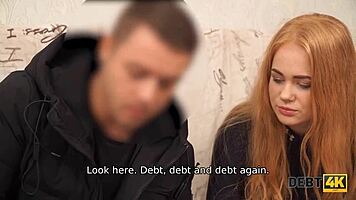 Curly Russian Waitress Gets Hard Fucking and Blowjob for Debt in Reality Scene