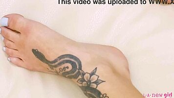 sizzling brunette milf naked in close-up, talking about mommy and daddy in interview.