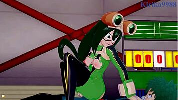 Tsuyu Asui And Mt Lady Fuck Izuku Midoriya In Intense Hentai Sex!