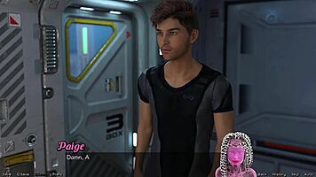 Stranded in space milf stretches out her huge tits seductively