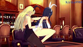 Ikaruga and Katsuragi bunny girls in futanari sex creampie. 😘
