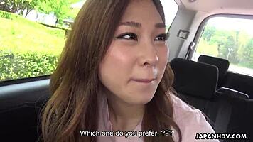Japanese girl Maki Horiguchi enjoys raw uncensored fun in car