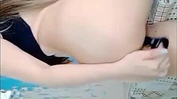 18yo Pinay teen fingers tight pussy and uses black dildo for eager fans.